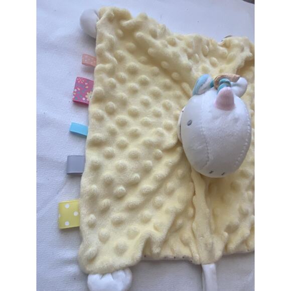 Appease Toys Baby Lovey Yellow Unicorn Minky Dot Rattle Star Teether No Tag - Picture 6 of 12